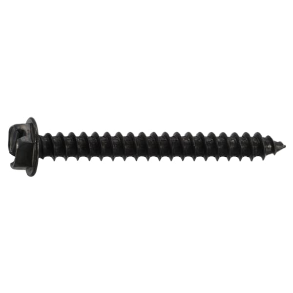 Midwest Fastener Sheet Metal Screw, #8 x 1-1/2 in, Black Oxide Steel Flange Hex Head Slotted Drive, 10 PK 39571 - main